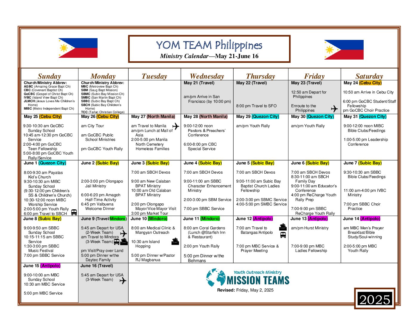 05 Ministry Calendar Philippines 2025